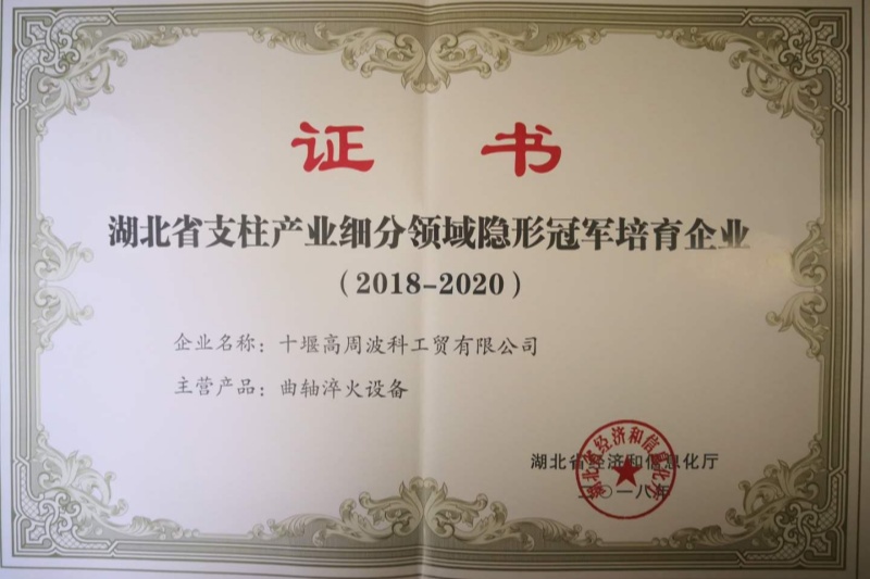 8-2018年曲軸淬火設(shè)備獲得湖北省支柱產(chǎn)業(yè)細(xì)分領(lǐng)域隱形冠軍培育企業(yè).jpg